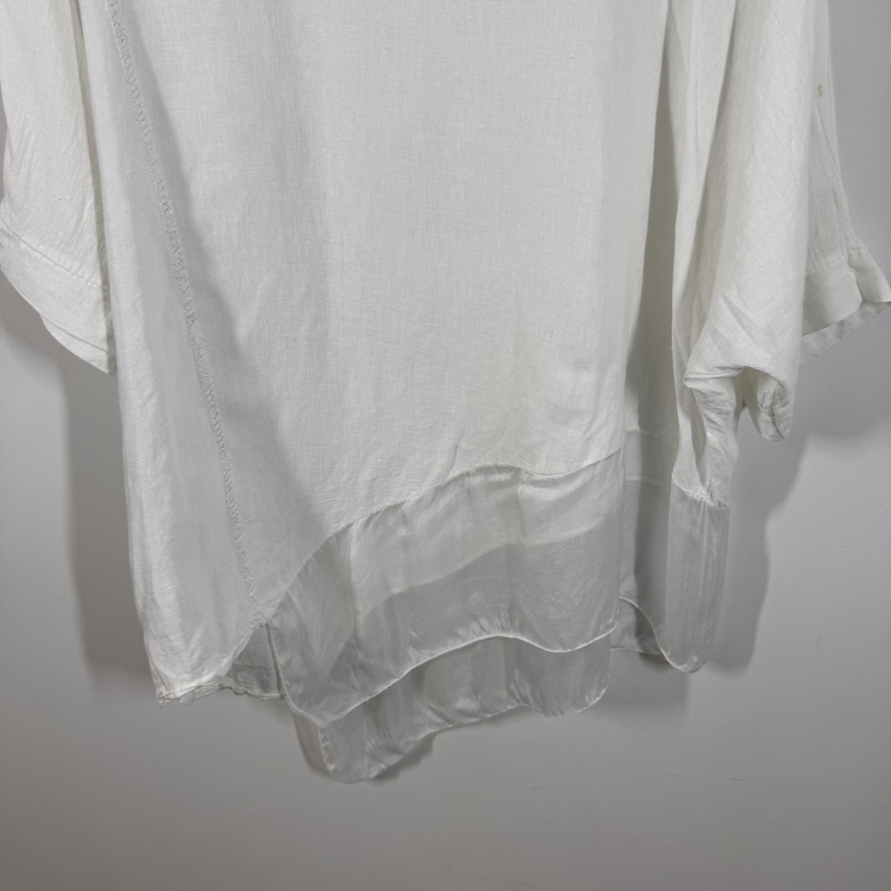 San Gimignano White Linen Silk Blend Asymmetric Hem Tunic Lagenlook Top One Size - Picture 4 of 13
